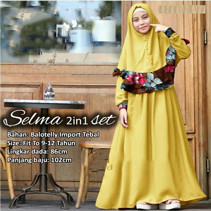 gamis anak 9-12 tahun 2 in 1