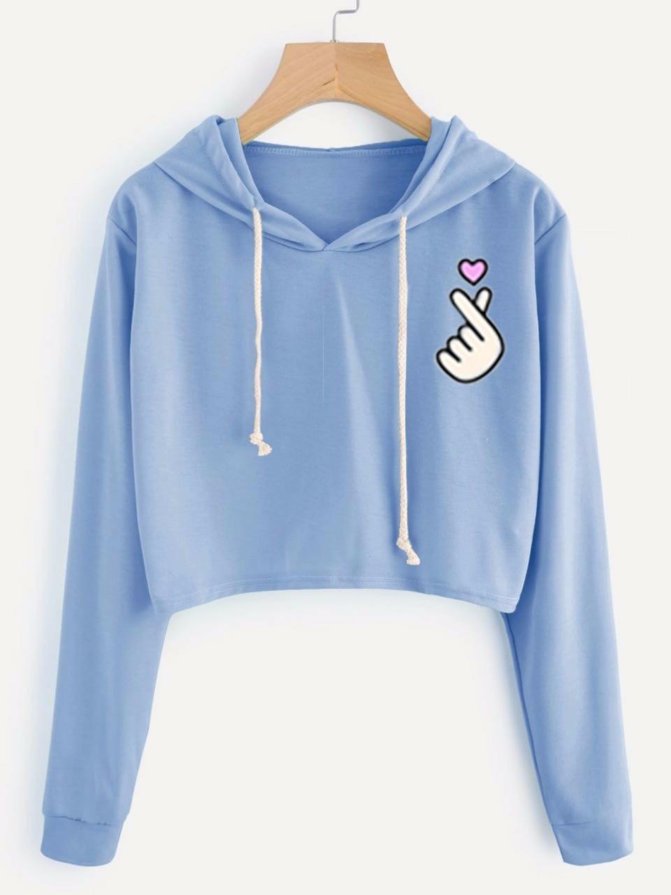 Hoziro - Baju Atasan Sweater Outwear Crop Wanita Little Love Bahan Babytery