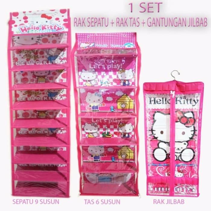 RAK KARAKTER SET 3IN1 TAS SEPATU HIJAB KARAKTER RESTLETING HELLO KITTY SJ0142