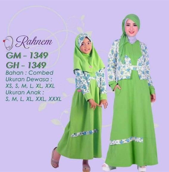 Gamis Couple Ibu Anak Rahnem 1349 Hijau Muda
