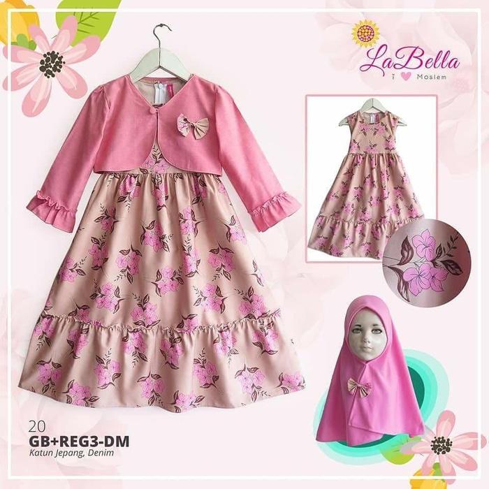 (6-24 bulan) GB DM 20 Gamis Bayi LaBella Bolero Denim Pink
