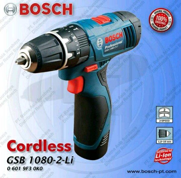 Mesin Bor Baterai Tembok Beton BOSCH Serbaguna Alat Mesin Cordless Drill Impact Bor Baja Besi Kayu Multiplek Sekrup Aluminium Bonus 2 Baterai Garansi