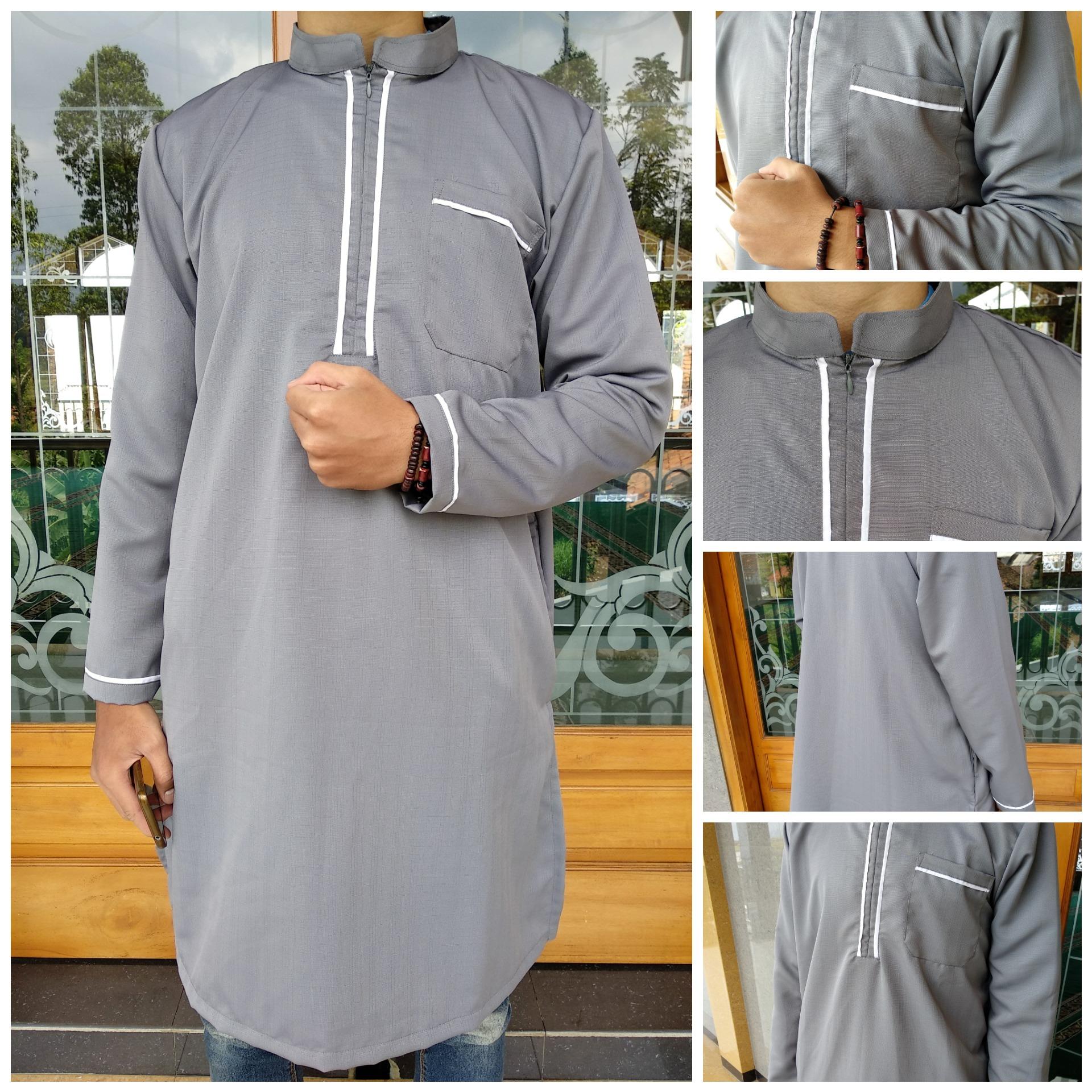 Baju Koko Gamis Pria Terbaru Syauqi (Abu)