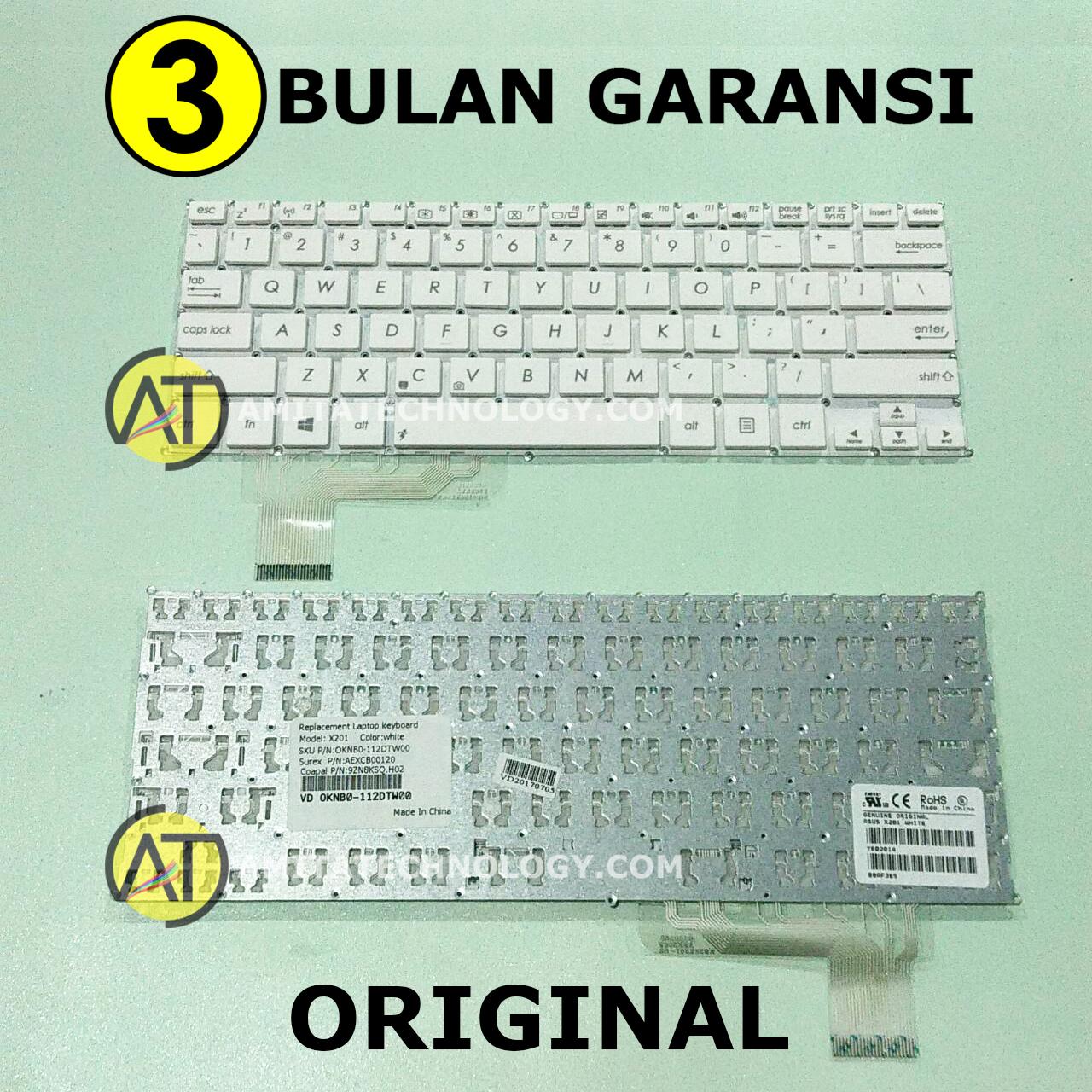 Amita - Keyboard Laptop ORIGINAL Asus X201 X201E X202 S200 S200E Q200 Putih