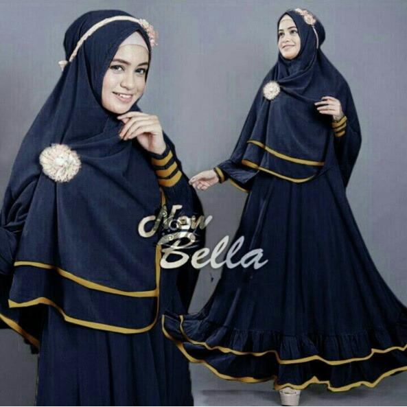 Snowshop Gamis Syari New Bella - Full Colour - Dress Muslimah / Bahan Jersey / Busana / Maxi / Syarii / Pasmina / Hijab / Lembut / Gamis Muslim / Fashion