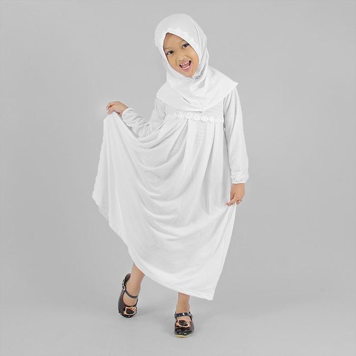 BAJUYULI - Gamis Baju Muslim Anak Murah Polos Cantik Putih ST01