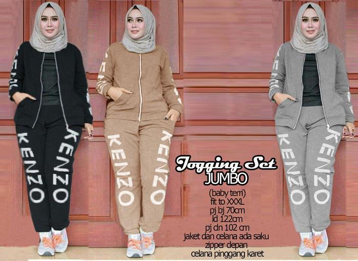 68117 kenzo set JUMBO/stelan olahraga muslim wanita BIGSIZE/baju JUMBO