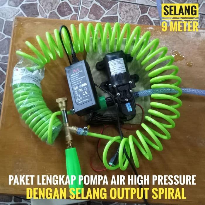 Paket POMPA Lengkap Dengan Selang Spiral Pompa Cuci Motor Mobil AC 60 Watt