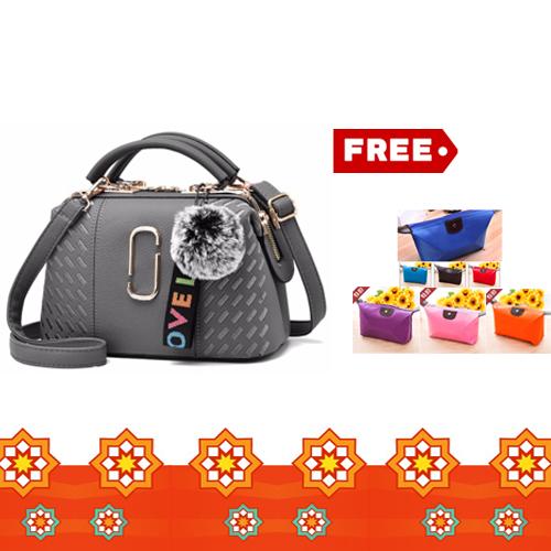promo buy 1 get 1 !! tas Grosir tas batam - Tas Wanita - Tas Fashion - Tas cewek - tas import - Tas Korea - tas batam - tas kosmetik - tas selempang - sling bag - tas mini - tas pom-pom b0783 bonus tas kecil