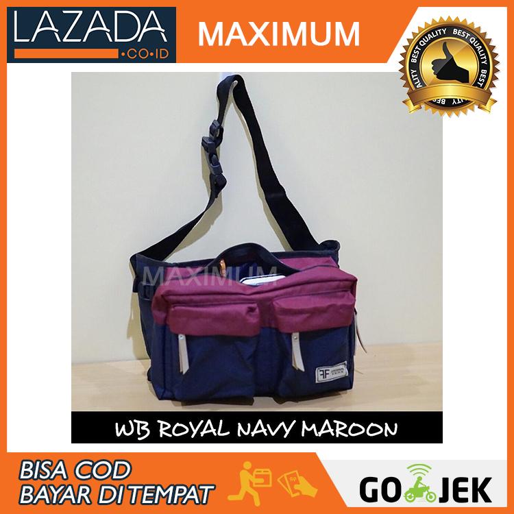Max COD - Waistbag Distro Terbaru / Waistpack / Tas Pria / Tas Selempang - Navy Maroon
