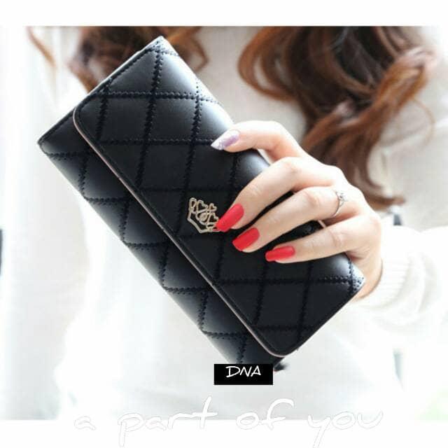 Jual Dompet Wallet Fashion Lady Wanita Cewek Panjang Ratu Queen Murah Hitam - Hitam Promo