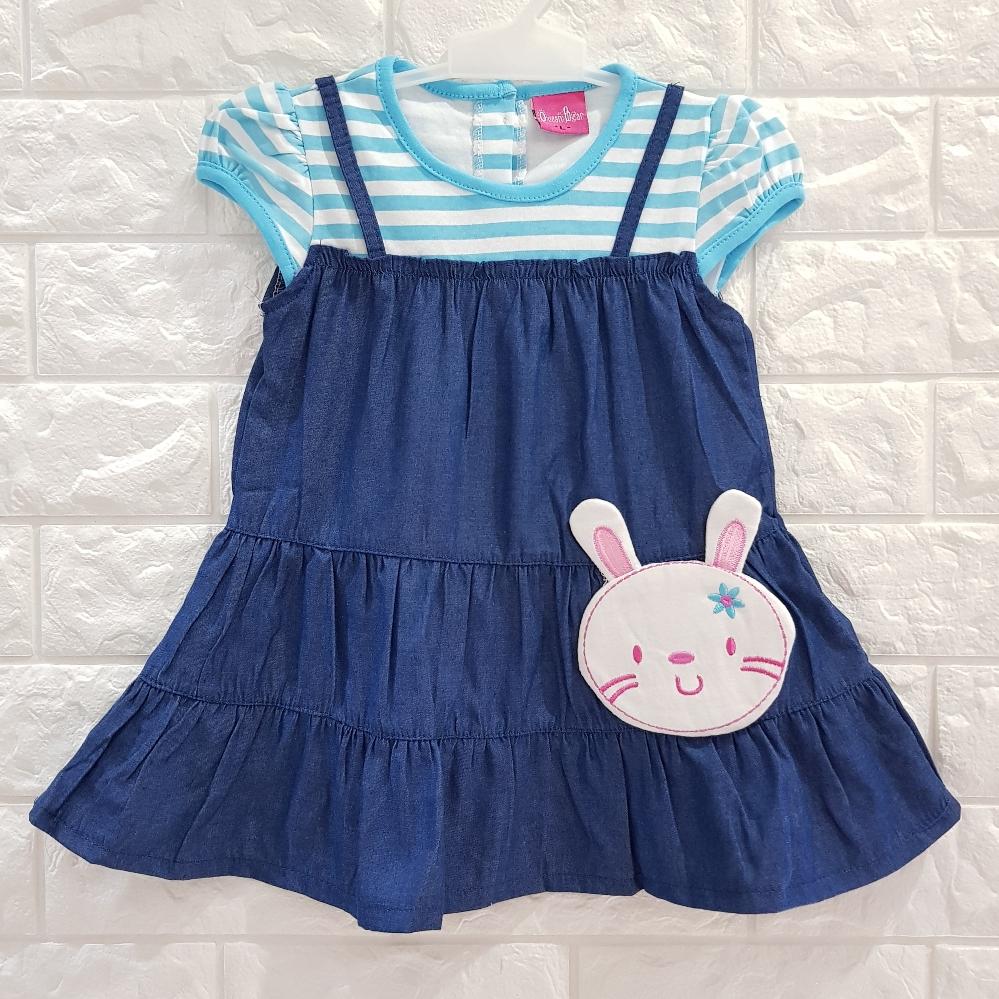 Miko Dress Anak Rok Anak Baju Anak Bayi Perempuan Baby Girl Fashionable KOMBINASI GARIS/DENIM