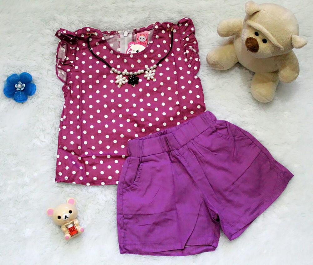 Setelan Baju Celana Bayi Anak - Polkadot