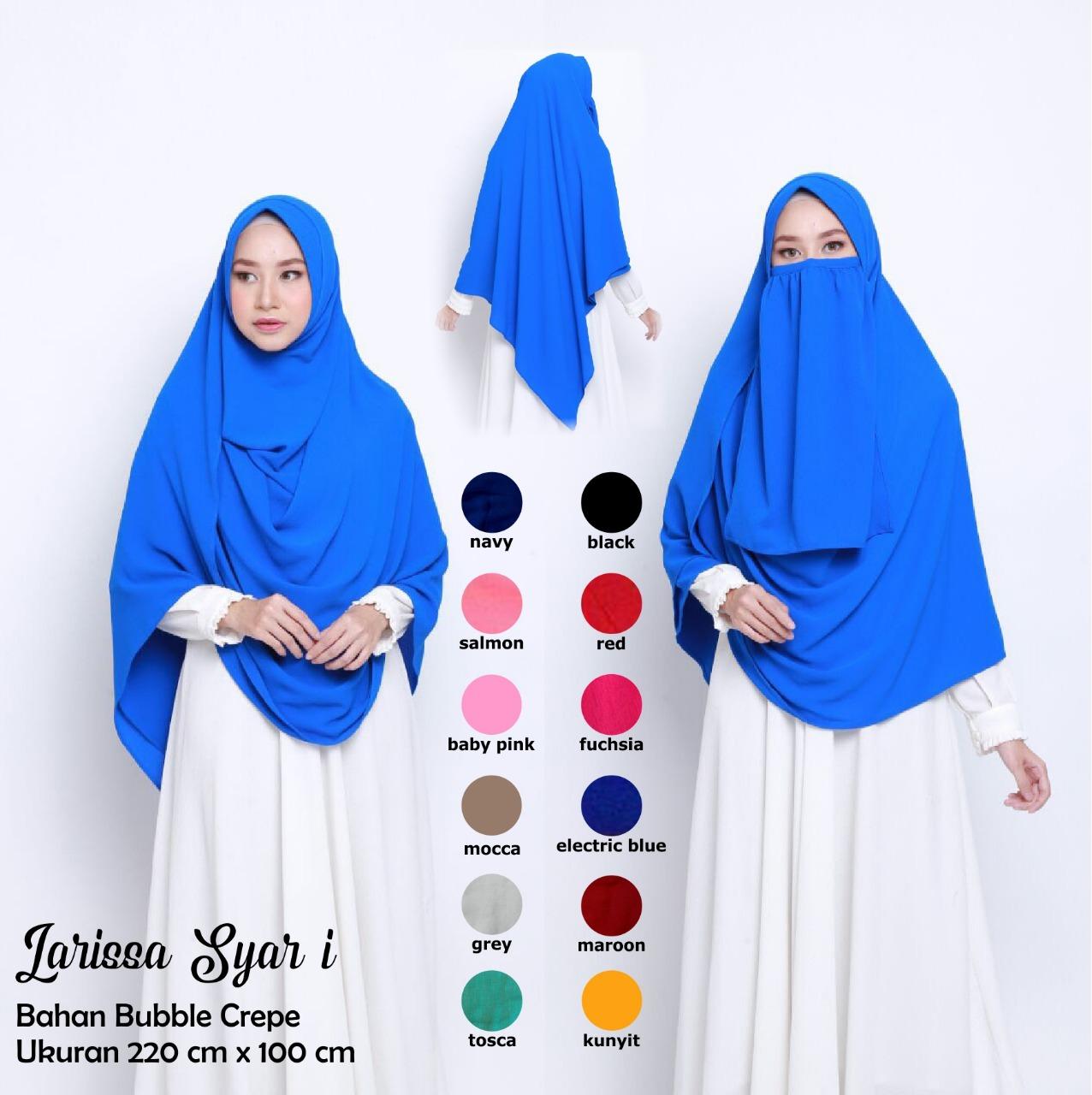 larissa syar'i dengan cadar/ hijab Syari free cadar / pastan syari / hijab isntan jumbo / hijab syari murah / hijab cadar