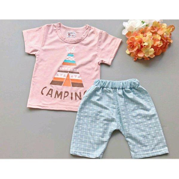 CAMPING GROUND baju setelan anak cowok lelaki laki boy katun celana pendek jogger oblong