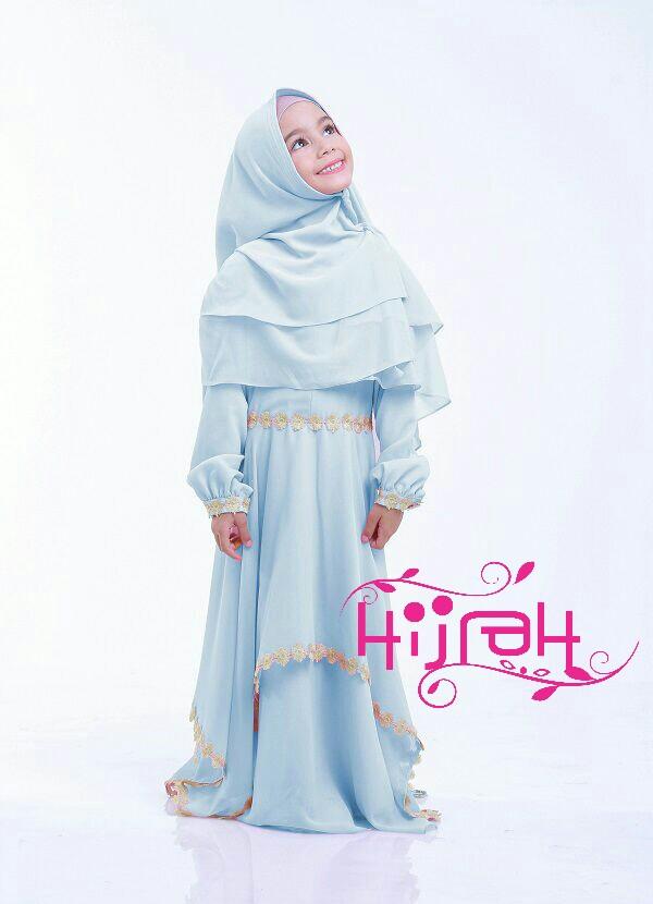Gamis Syari Anak Pesta Elegan Baby Blue Biru Muda