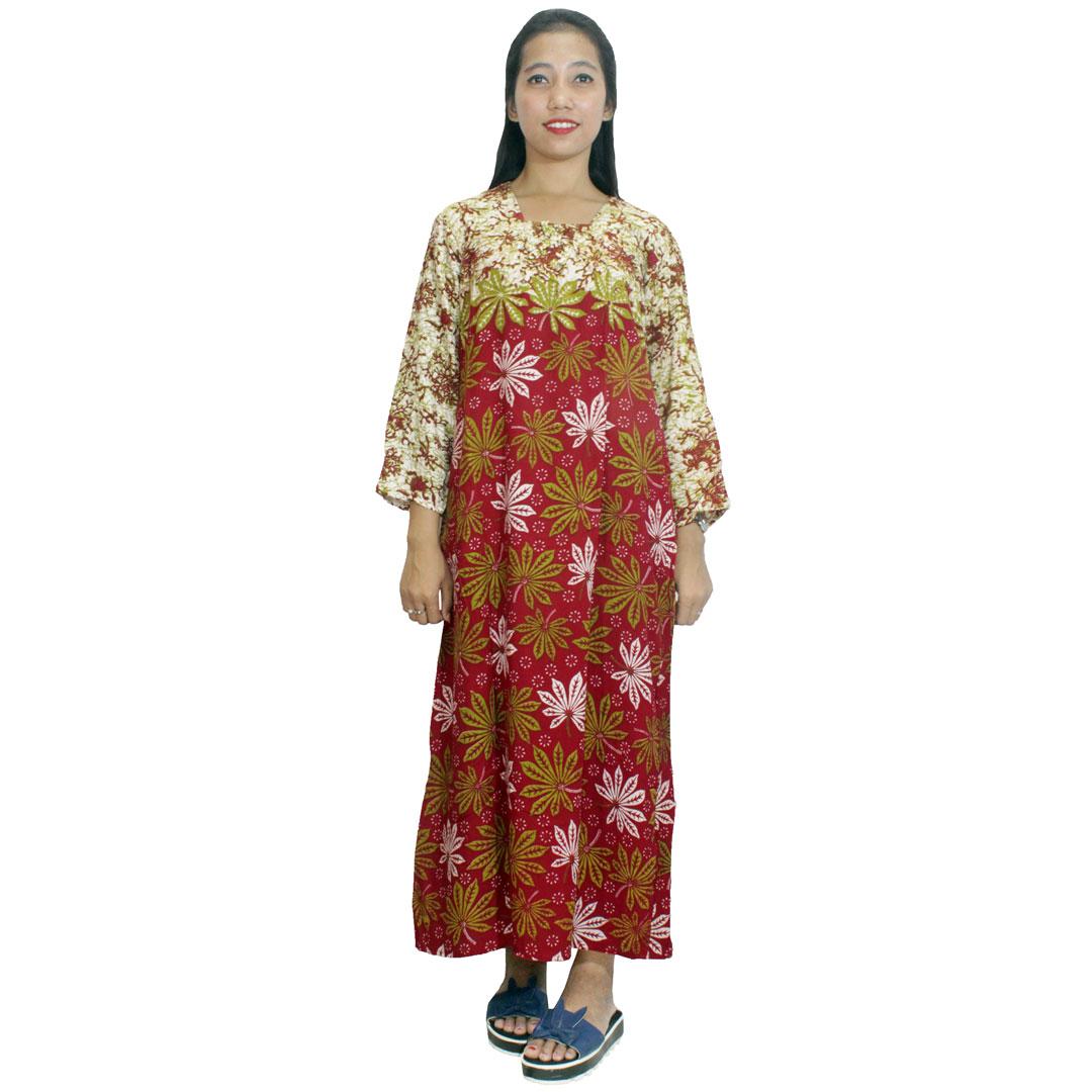 Longdres Batik, Daster Lengan Panjang Batik, Baju Tidur, Piyama, Leher Kerut (LPT001-12) Batik Alhadi