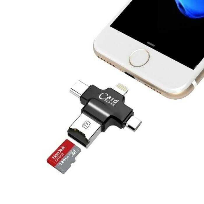 CARD READER OTG LIGHTNING IPHONE 5 6 7 IPAD 4 USB C ANDROID MICRO SD S