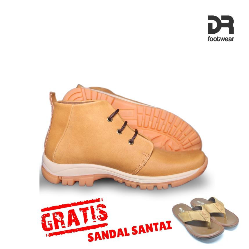 DR Footwear CLIFFORD TAN Bonus GRATIS SANDAL / Sepatu Pria / Boots / sepatu casual / sepatu murah / sepatu santai / sepatu kets / fashion pria