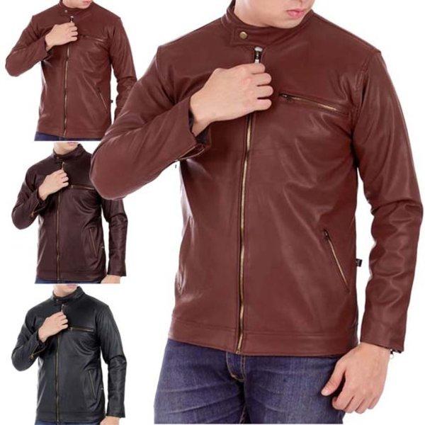 HARGA PROMO...!!! Jaket pria semi kulit sintetis asli Garut JK-34