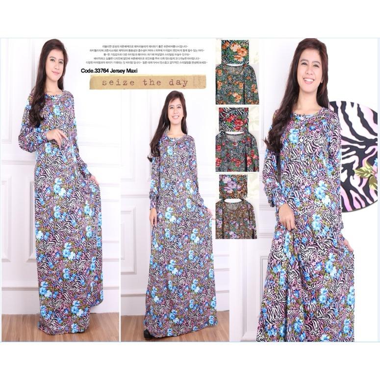 Oma Holley Fashion Ainayya Baju Muslim Dress Muslim Full Printed Bunga - Size M