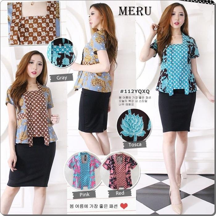 MERU - Atasan Batik Baju Batik Blouse Batik Modern Wanita Cheongsam