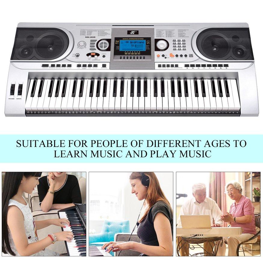 UINN MK-935 162 Voices 200 Styles Electronic Keyboard LCD Electone With USB-MIDI Port silver EU plug