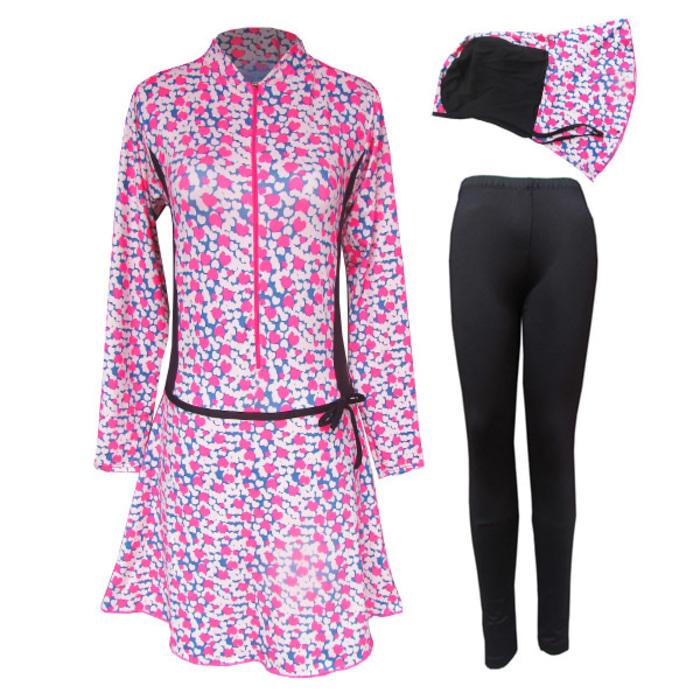 Baju Renang Muslimah Motif Love Pink size M-6L