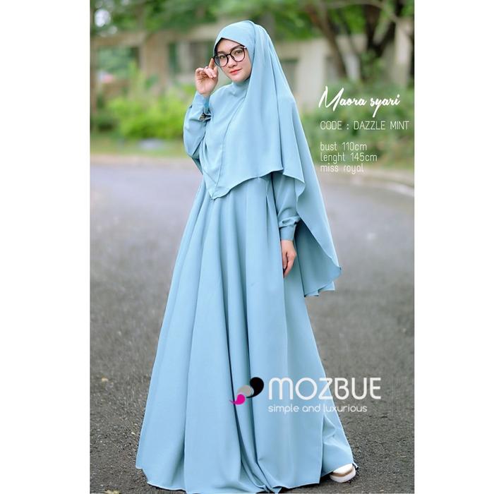 mozbu syari setelan gamis polos umbrella ori adem simple eklusif