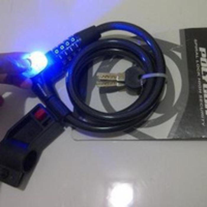 KUNCI SEPEDA SPIRAL POLYGON ADA LAMPU BISA GANTI NOMOR PIN - l298zr