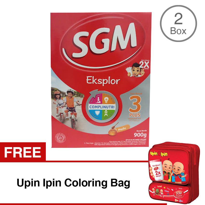 SGM Eksplor Complinutri 3+ Susu Pertumbuhan - Madu - 900gr - Bundle isi 2 Box FREE Upin Ipin Coloring Bag