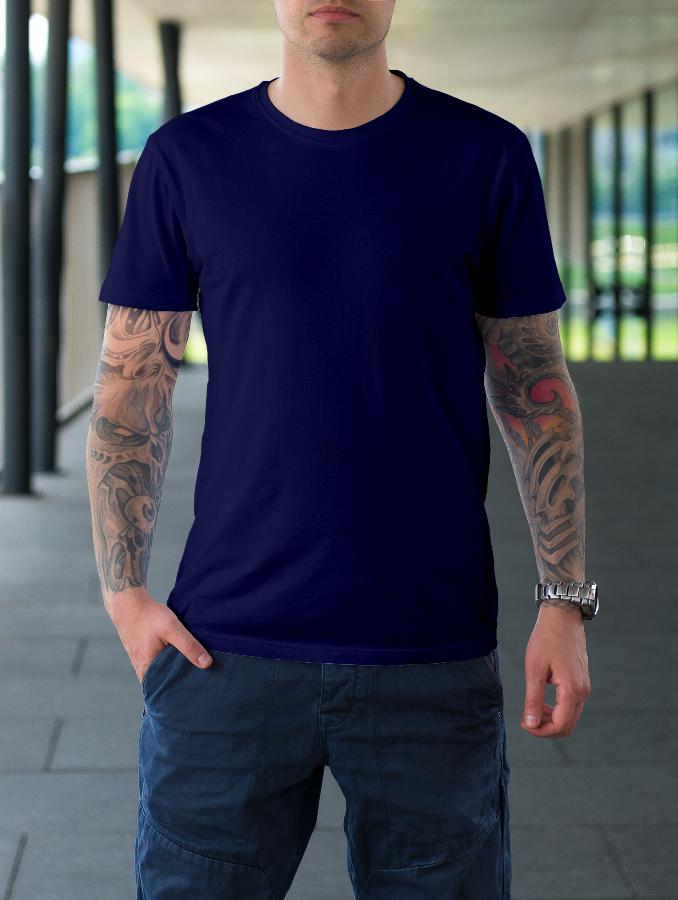 Jual Kaos Polos Pria Cotton Biru Dongker XL - 4XL Big Size Jumbo