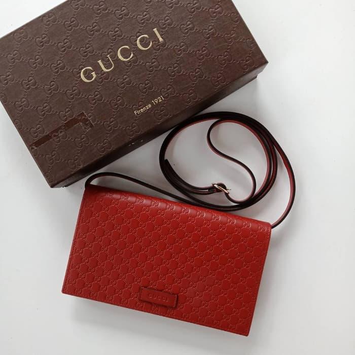 DOMPET GUCCI ORIGINAL - GUCCI MICROGUCCISSIMA GG WALLET CROSSBODY