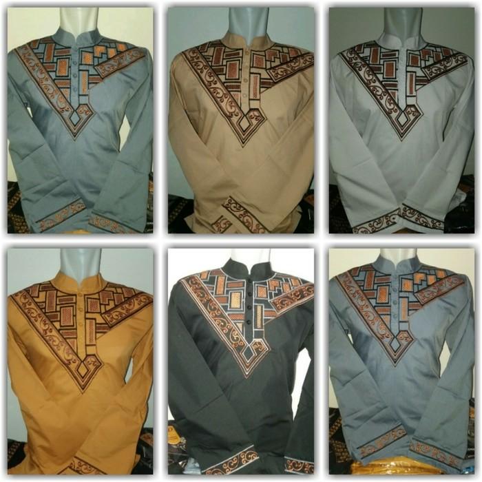 Baju Koko Lengan Panjang Pria Dewasa Bordir motif D
