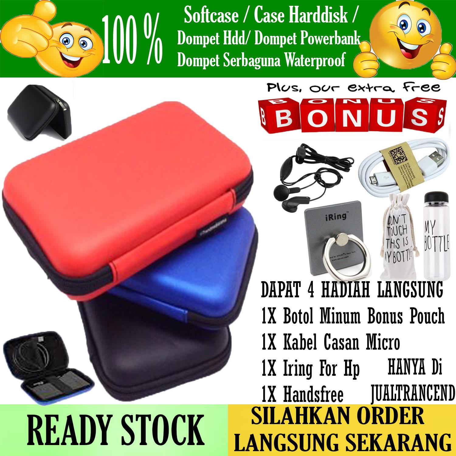 Promo Case harddisk Hard Case Shockproof Tas Hardisk / Powerbank Tahan Banting for External HDD 2.5 inch Pouch Bag +GRATIS Botol Minum Bonus Pouch + Iring Stand Hp + Handsfree +Kabel Casan Micro