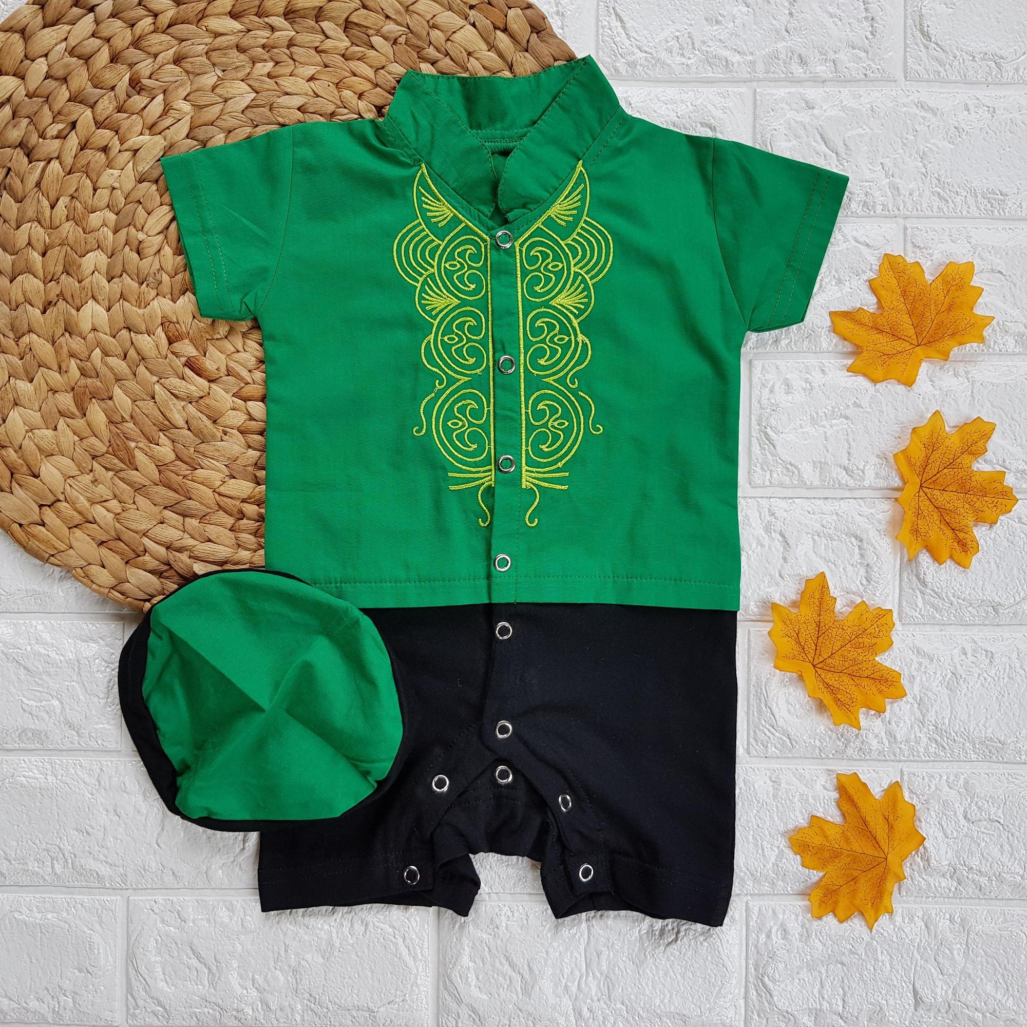Newborn Koko Bayi Baju Lebaran Aqiqah Anak 0-3bulan Classic Hijau