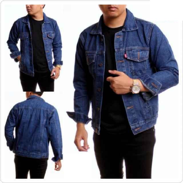 Jaket levis pria/wanita bahan jeans denim size M,L,XL