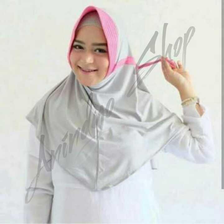 Jilbab Instan Serut Kombinasi / Hijab Serut Kombinasi / Kerudung Instan Serut Kombinasi