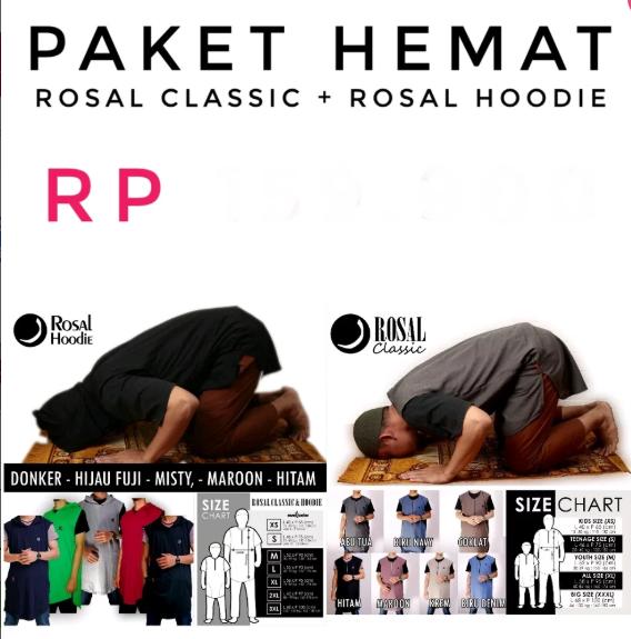 PAKET HEMAT - Rompi Sholat Shalat Rosal CLASSIC & HOODIE Gamis Pakistan