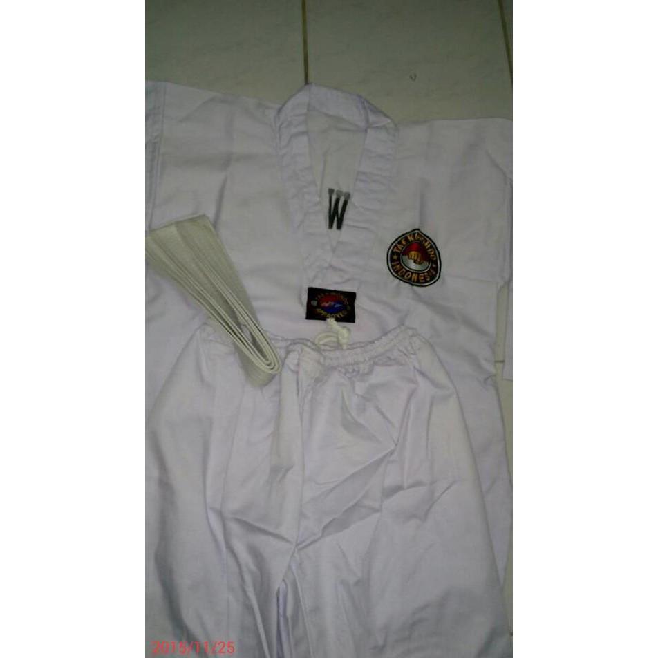JUAL DOBOK/SERAGAM TAEKWONDO PEMULA KERAH PUTIH UKURAN BESAR SPECIAL