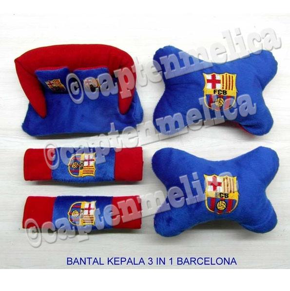 5 in 1 Bantal Mobil BARCA - BARCELONA Biru Aksesoris Mobil Sarung Seat Belt Tempat Tissue Kepala Leher Jok Kursi Asesoris Mobil Avanza Xpander Calya Innova Gran Max Pick Up Brio Satya Sigra Xenia Rush Carry Ertiga HR-V Ayla Terios Agya Ignis Mobilio APV