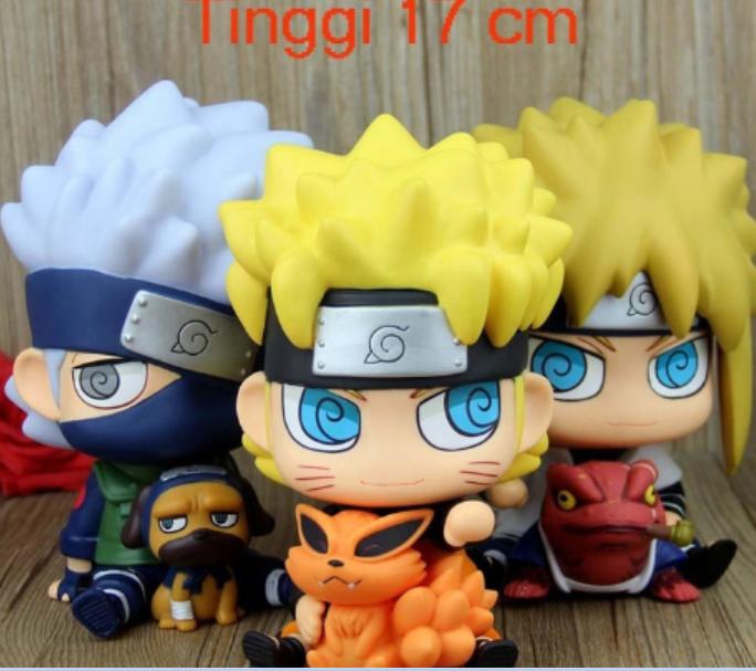 Action Figure Naruto Minato Kakashi Celengan Tinggi 17 Cm