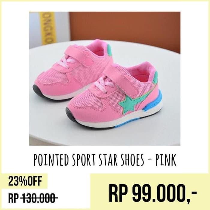 Sepatu Sport Sekolah Anak Warna Pink Pointed Sport Star Shoes Pink