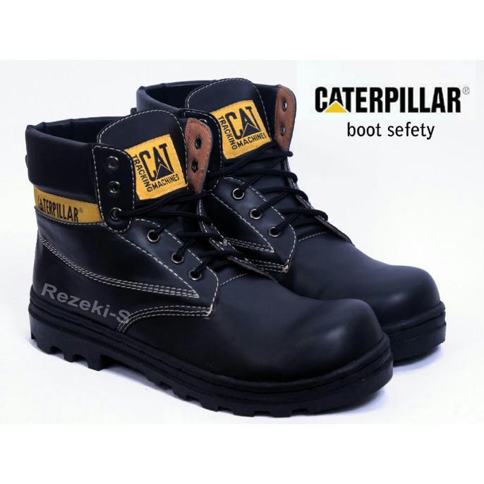 Sepatu Cat/Caterpillar Boots Licin Sol Hitam - Ymzddr