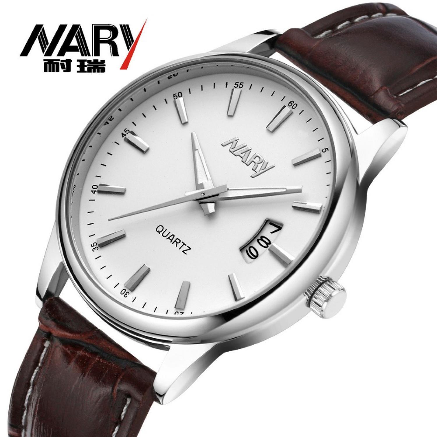 Best Seller!!! Nary Jam Tangan Analog Strap Kulit - 6115 Original Asli Murah