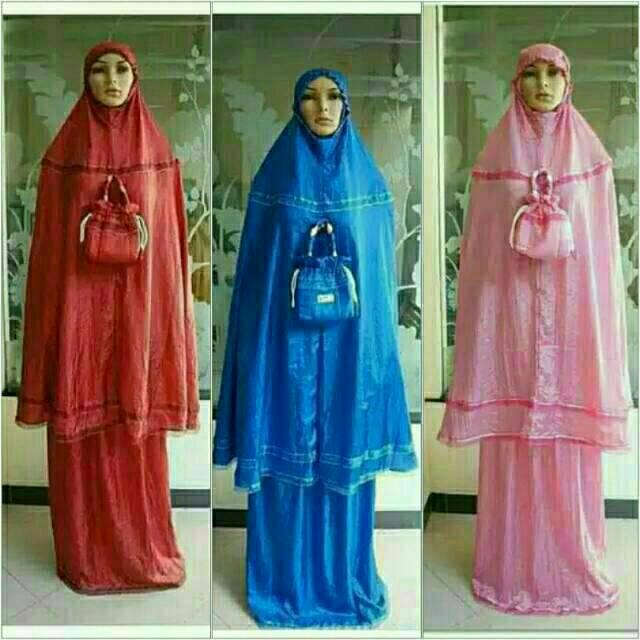 Mukena parasut loufie / mukena travelling / parasut travelling orange muda