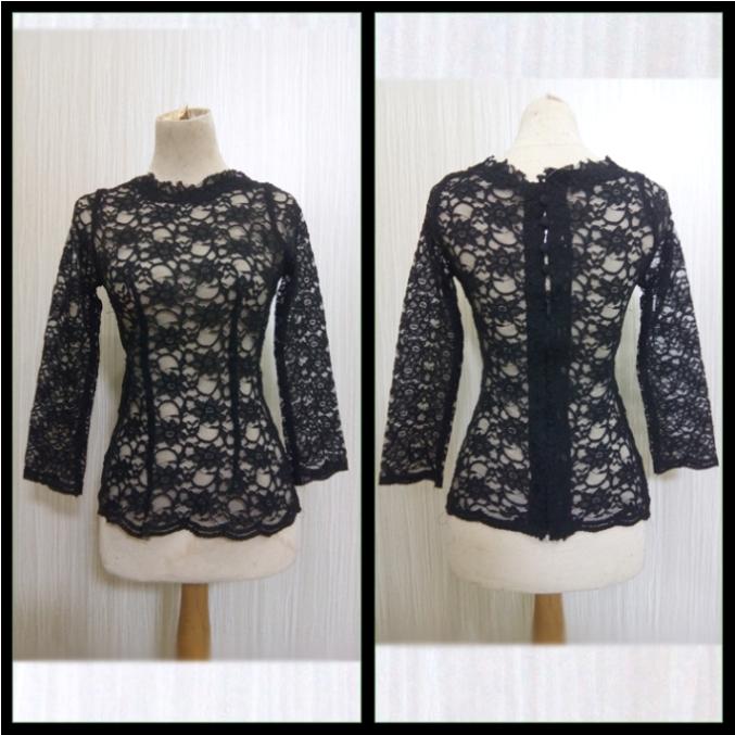Grosir Fashion Baju Wanita Kebaya Polos Kebaya Modern Kebaya Wisuda Brokat Bunga RR1736 Hitam Arcobaleno Kebaya Pesta Kebaya Payet Kebaya Domas Kebaya Among Tamu
