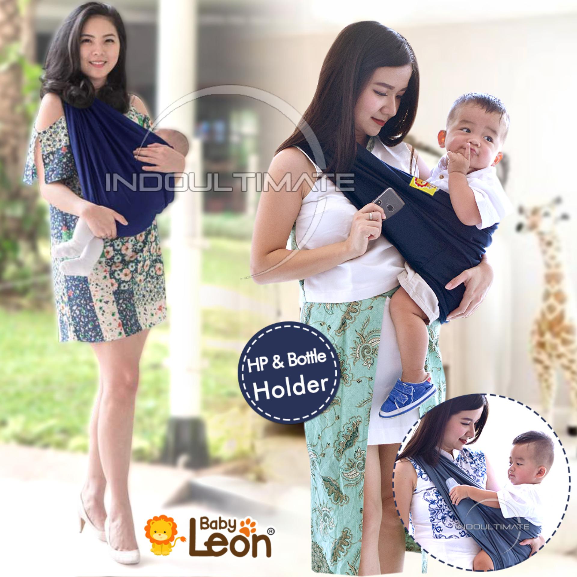 BABY LEON GENDONGAN Bayi Kaos/Geos/selendang Bayi Praktis BY 44 GB Polos Ukuran L - Navy Blue