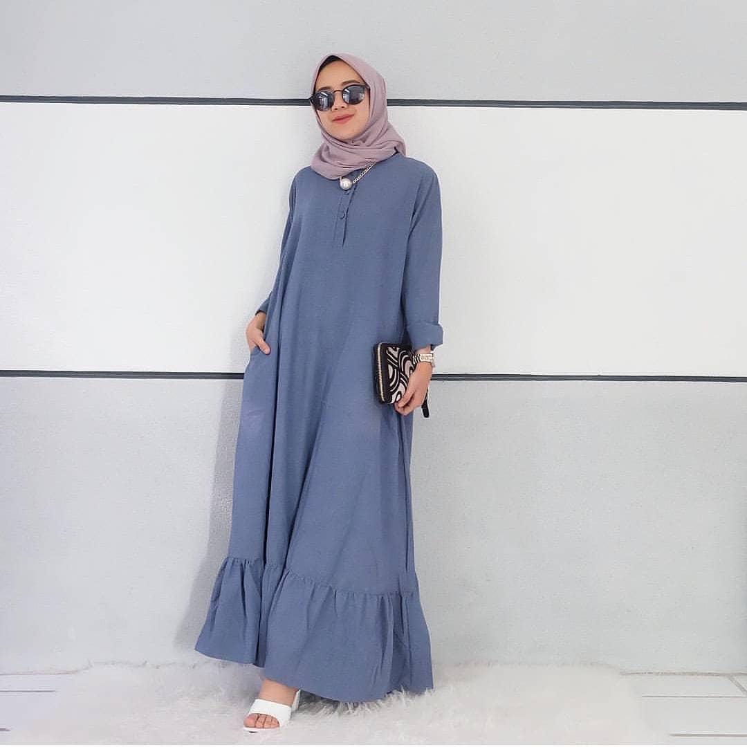 cony dress grey/fashion murah/gamis muslim wanita