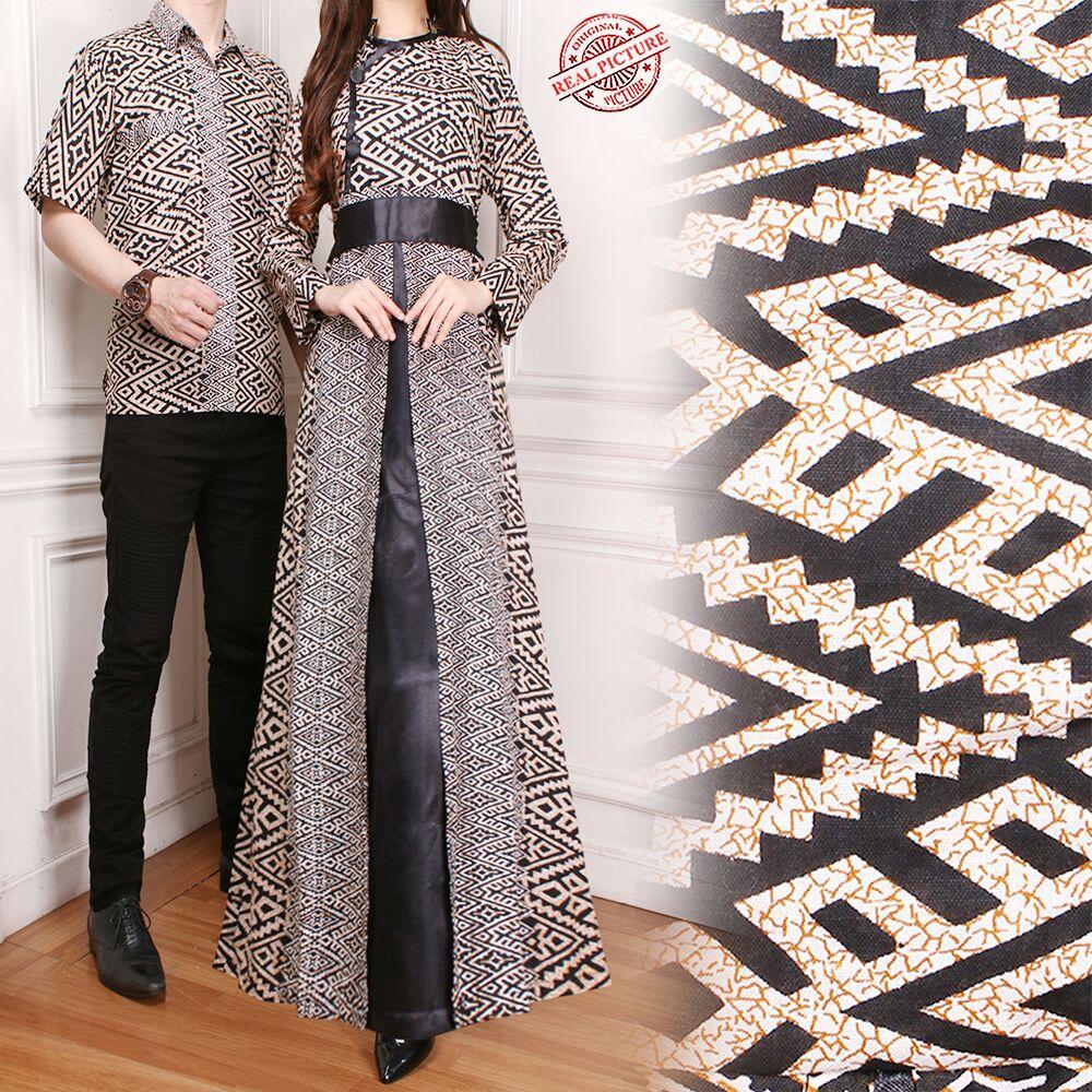 Cj Collection Batik couple dress maxi panjang wanita long dress dan atasan kemeja pria shirt Elsa